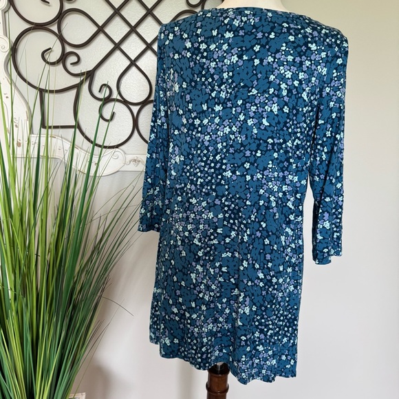 LOGO Size Large Floral Blue Women’s Blouse Top - Picture 4 of 6